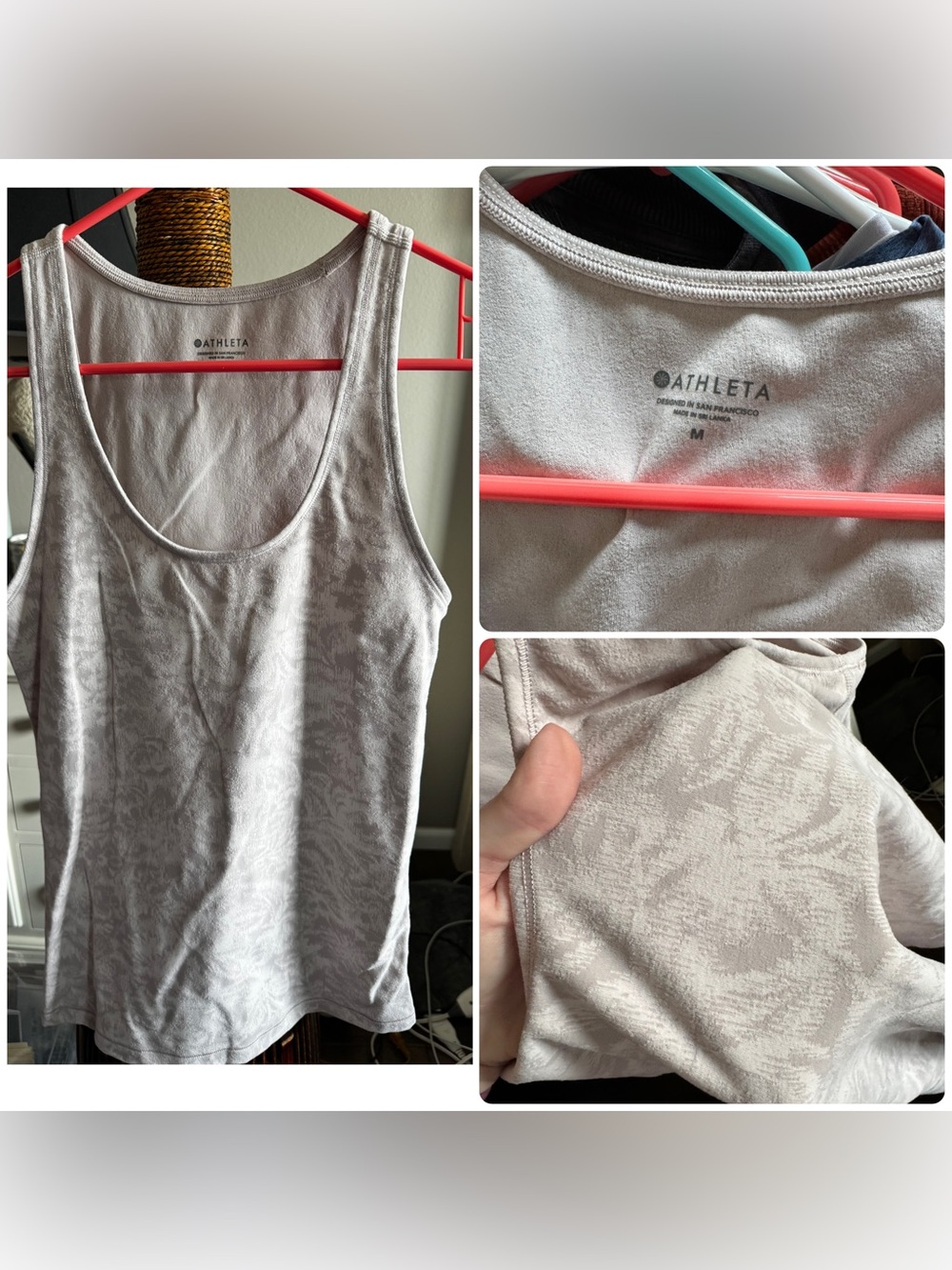 Athleta Light Taupe Marble-Print Racerback Tank